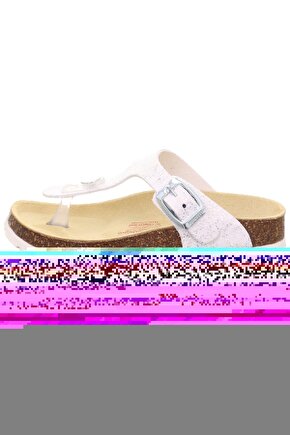 Fussbettpantoff Hakiki Mantar Taban Gümüş Kadın Parmak Arası Terlik