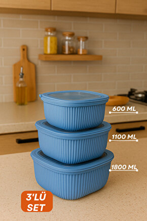 3lü Renkli Kilitli Kapaklı Saklama Kabı Difrize Mikrodalga ve Buzdolabı Uyumlu Düzenleyici