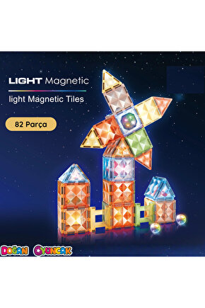 Orijinal Magnetic Tiles Star Diamond Light Version 82 Parça Işıklı Manyetik Lego - Mıknatıslı Lego L
