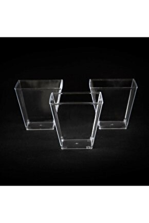 Şeffaf Kristal Mika Ekstra Sert Plastik Prizma Kübik Kase 200 Cc 25 Adet