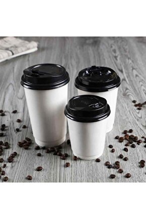 16 Oz Karton Bardak + Kapak Set 100 Adet