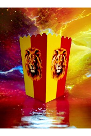 Sarı-Kırmızı Taraftar Temalı 8 Adet Mısır Kutusu - Doğum Günü Parti ve Eğlenceli Etkinlikler