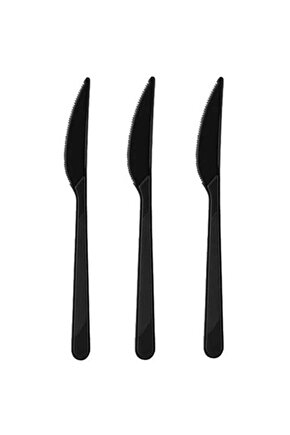 14 SÜS Siyah Renk Lüks Plastik Bıçak 50 Adet