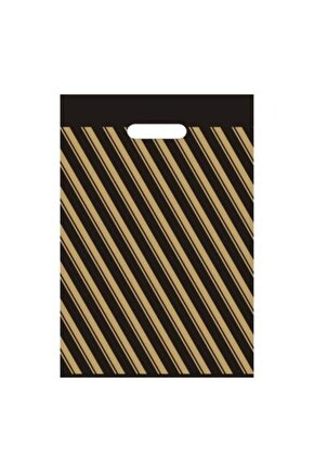 14 SÜS Siyah Çizgili Takviyeli Poşet 26 X 38 Cm (no2) 50 Adet