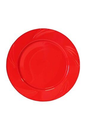 Kırmızı Yuvarlak Mika Tabak 26 cm 6 Adet