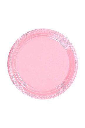 Pembe Renk Plastik 25li Parti Tabağı Doğum Günü Tabağı