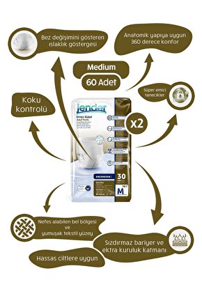 Emici Külot Yetişkin Bezi Medium 30x2 60 Adet