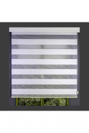 Beyaz Geniş Plise Zebra Stor Güneşlik Perde