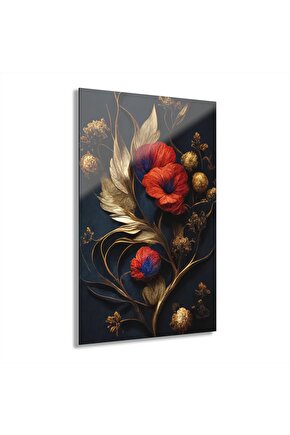 Renkli Çiçekler Cam Tablo Duvar Dekoru 8