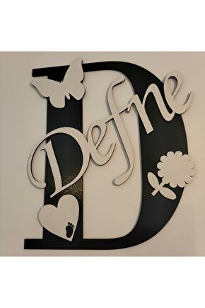 30x25 Cm Harfli Ve Isimli Kapı Süsü 3mm Ahşap Mdf