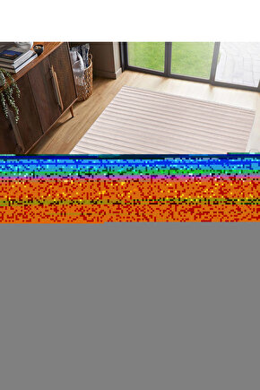 Kadife Bambu Dokuma Modern Kaymaz Salon Halısı Mutfak Halısı Koridor Halısı Yolluk Çizgi Bej