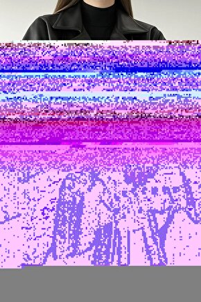 Suni Deri Balon Kol Siyah Biker Ceket