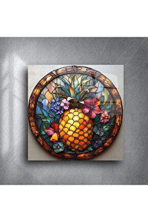 Renkli Ananas Cam Tablo