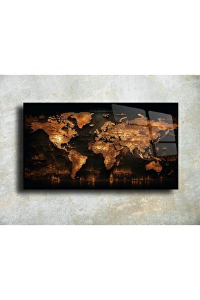 Harita Görseli Cam Tablo Duvar Dekoru 4