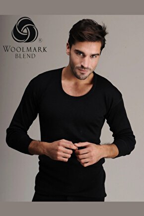 4001 Erkek Siyah Uzun Kollu Yün Fanila içlik