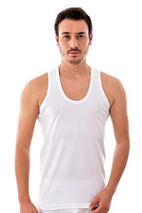 Erkek Beyaz 6 Adet Seher Askılı Penye Atlet