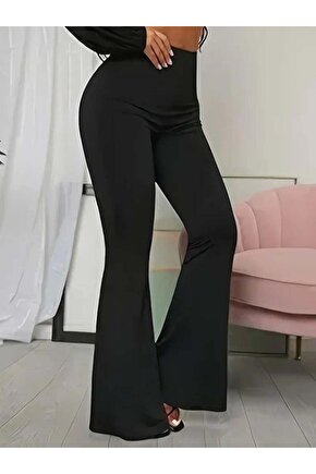 Kadın Yüksek Bel Ispanyol Paça Dalgıç Pantolon