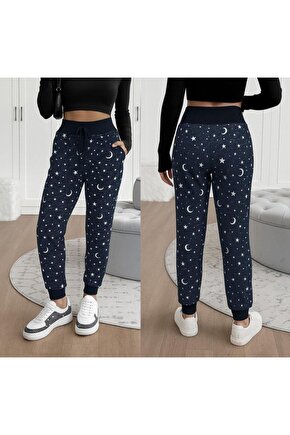 Kadın Yüksek Bel Bağcıklı Desenli Iki Iplik Pantolon