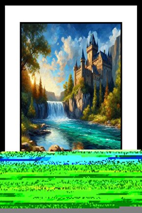Şelale ve Manzara Digital Art ( ÇERÇEVESİZ - ÇERÇEVE YOKTUR ) ( ULTRA HD ) FOLYO AFİŞ - POSTER