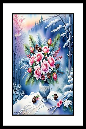 Ormandaki Çiçekli Vazo Digital Art ( ÇERÇEVESİZ - ÇERÇEVE YOKTUR ) ( ULTRA HD ) FOLYO AFİŞ - POSTER