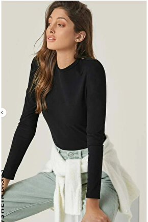 Kadın Uzun Kollu Bisiklet Yaka Süprem Bluz