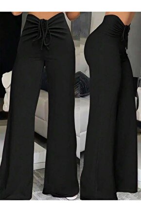 Kadın Yüksek Bel önden Büzgülü Ispanyol Ithal Krep Pantolon