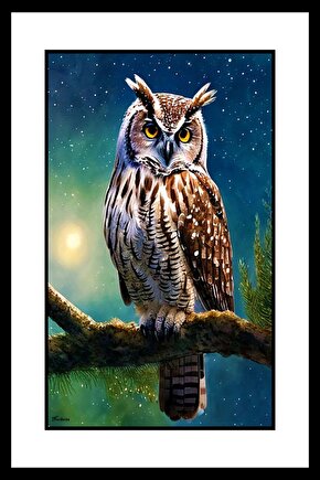 Daldaki Baykuş Digital Art ( ÇERÇEVESİZ - ÇERÇEVE YOKTUR ) ( ULTRA HD ) FOLYO AFİŞ - POSTER