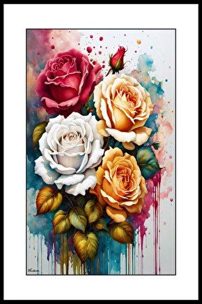 Dört Renkli Vazo Digital Art ( ÇERÇEVESİZ - ÇERÇEVE YOKTUR ) ( ULTRA HD ) FOLYO AFİŞ - POSTER