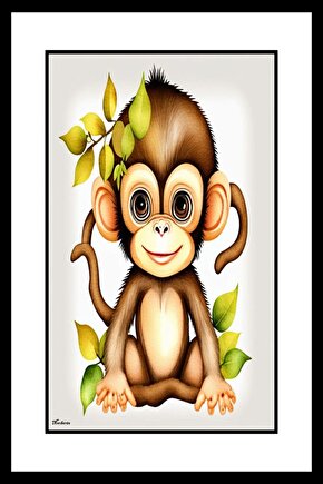 Minik Şempanze Digital Art ( ÇERÇEVESİZ - ÇERÇEVE YOKTUR ) ( ULTRA HD ) FOLYO AFİŞ - POSTER