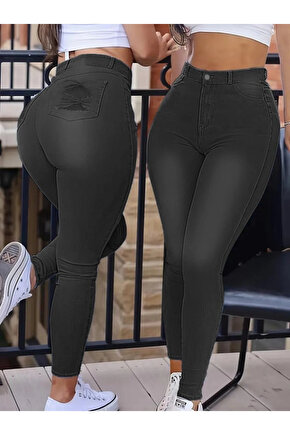 Kadın Yüksek Bel Dar Kesim Kot Pantolon