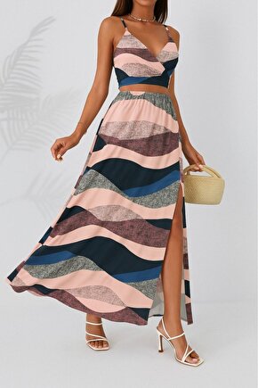 Kadın Kolsuz Askılı Crop Ikili Süprem Takım