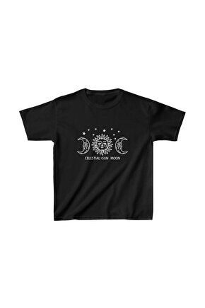 Çocuk Unisex Baskılı T-Shirt - Siyah