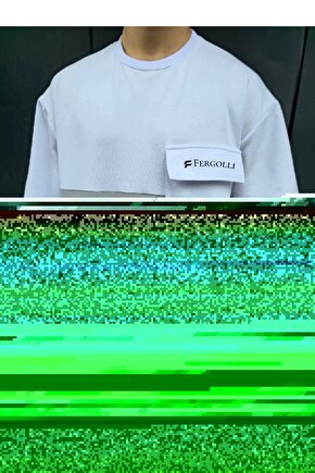 Unisex Torba Cep Detaylı Parçalı T-Shirt - Gri