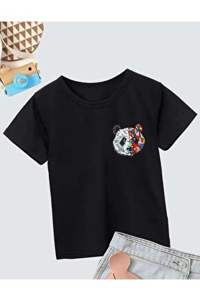 Unisex Çocuk Baskılı T-Shirt - Siyah