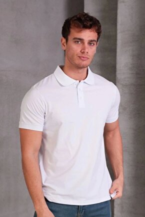 Erkek Slim Fit Pamuklu Yumuşak Doku Nefes Alan Kumaş Yakalı Tişört