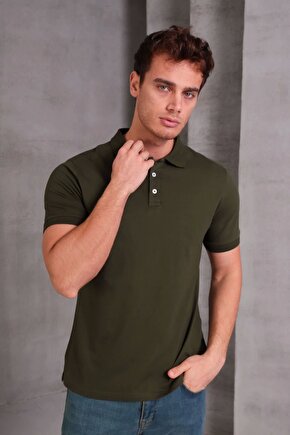 Erkek Slim Fit Pamuklu Yumuşak Doku Nefes Alan Kumaş Yakalı Tişört