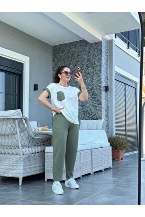 Kadın Kristal Kumaş Garnili Cep Detaylı Ikili Takım