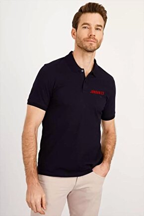 Yakası Düğmeli Yakalı Pike Baskılı T-Shirt - Beyaz