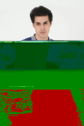 Erkek Yakalı Slim Fit Baskılı T-Shirt - Mavi