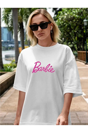 Kadın Baskılı Oversize T-shirt - Beyaz