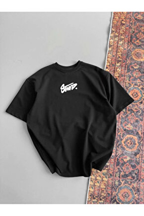 Kadın Baskılı Oversize T-shirt - Siyah