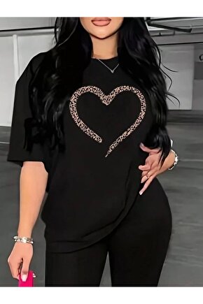 Baskılı Kadın T-shirt - Siyah