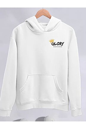 Kışlık Üç İplik Kapüşonlu SweatShirt - Beyaz