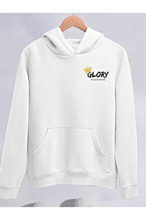 AhEs Shopping Kışlık Üç İplik Kapşonlu SweatShirt - Beyaz