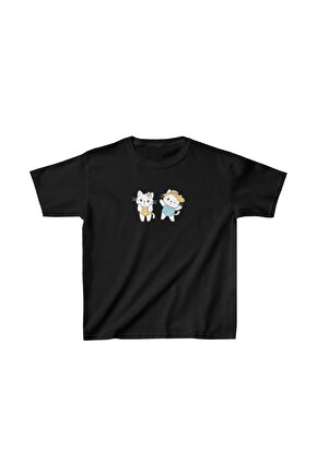 Unisex Çocuk Baskılı T-Shirt - Siyah