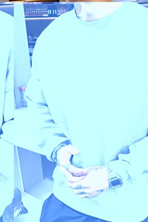 Erkek Düz Bisiklet Yaka Sweat - Gri