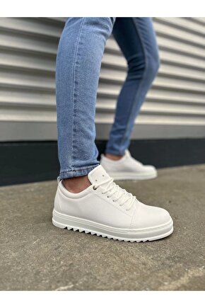 JY152 Cool Bağcıklı Cilt Erkek Günlük Spor Klasik Ayakkabı CBT - Beyaz