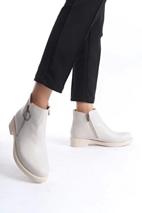 MARGARET Fermuarlı Ortopedik Taban TopukluKadın Bot KT - Krem