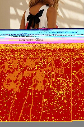 Kadın Sıfır Kol Sırttan Bağlamalı Fırfırlı çiçek Desenli Süprem Elbise