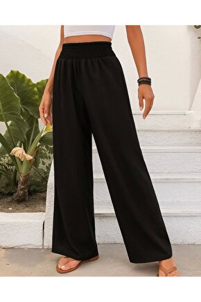 Kadın Yüksek Bel Lastikli Ithal Krep Pantolon